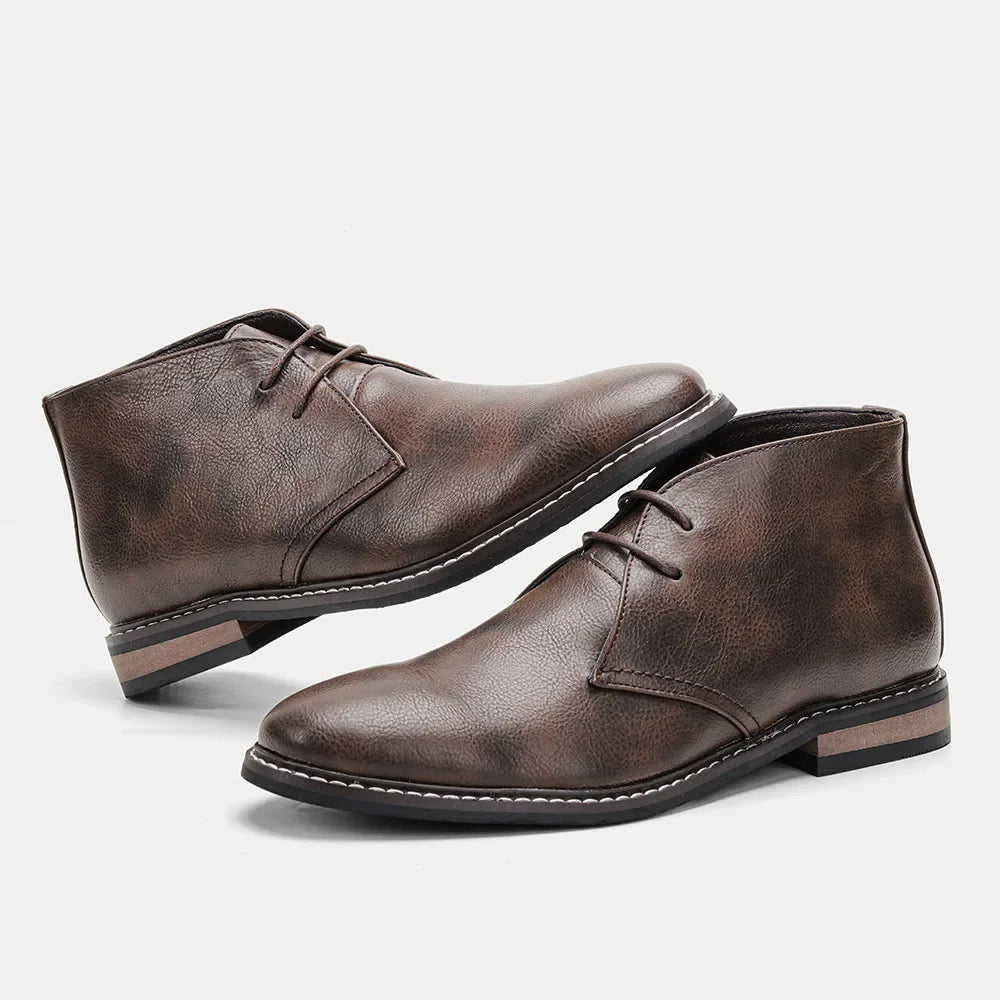 Men'S Leather Lace-Up Chukka Boots