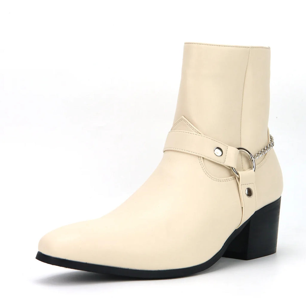 Boots Harness Chain Block Heel