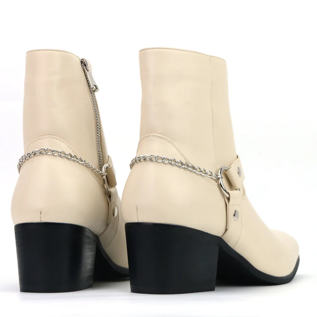 Boots Harness Chain Block Heel