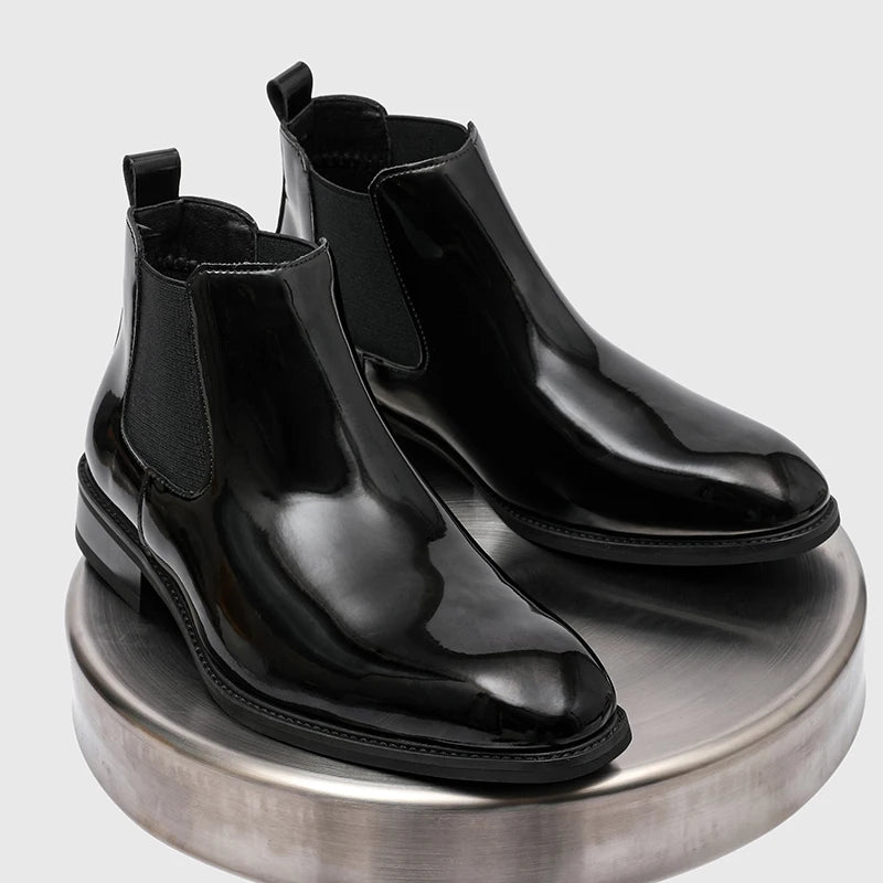 Boots Synthetic Patent Leather Black PU