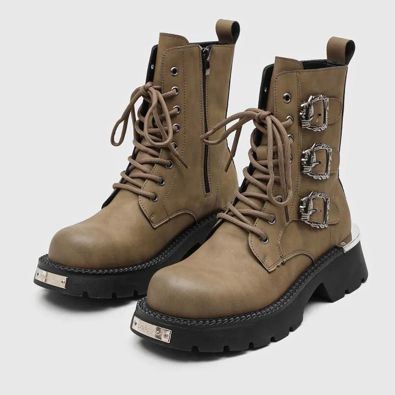 Motorcycle Boots Mid-Calf Split Leather