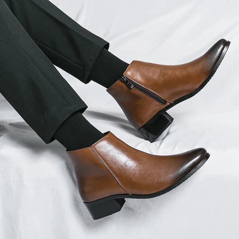 Brown Pointed Toe Ankle Boots