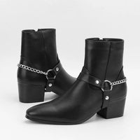 Boots Harness Chain Block Heel