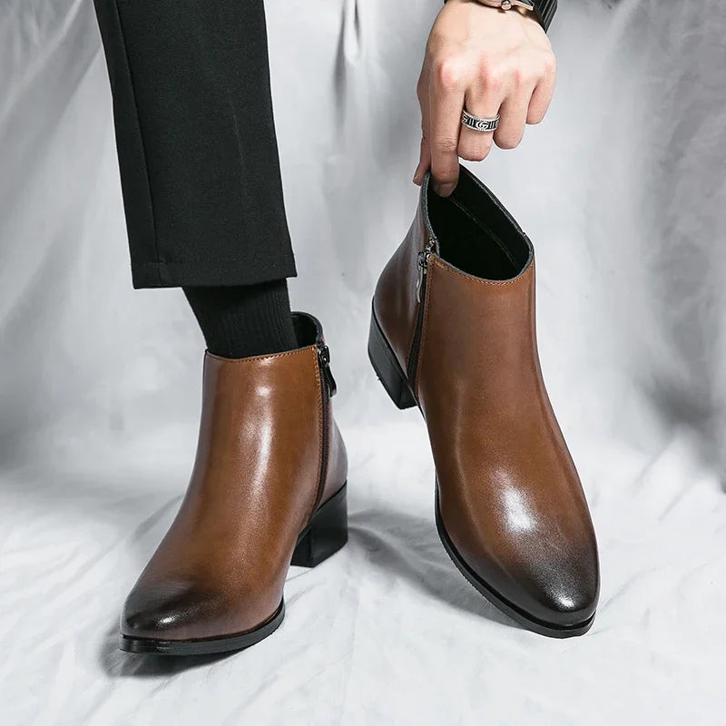 Brown Pointed Toe Ankle Boots