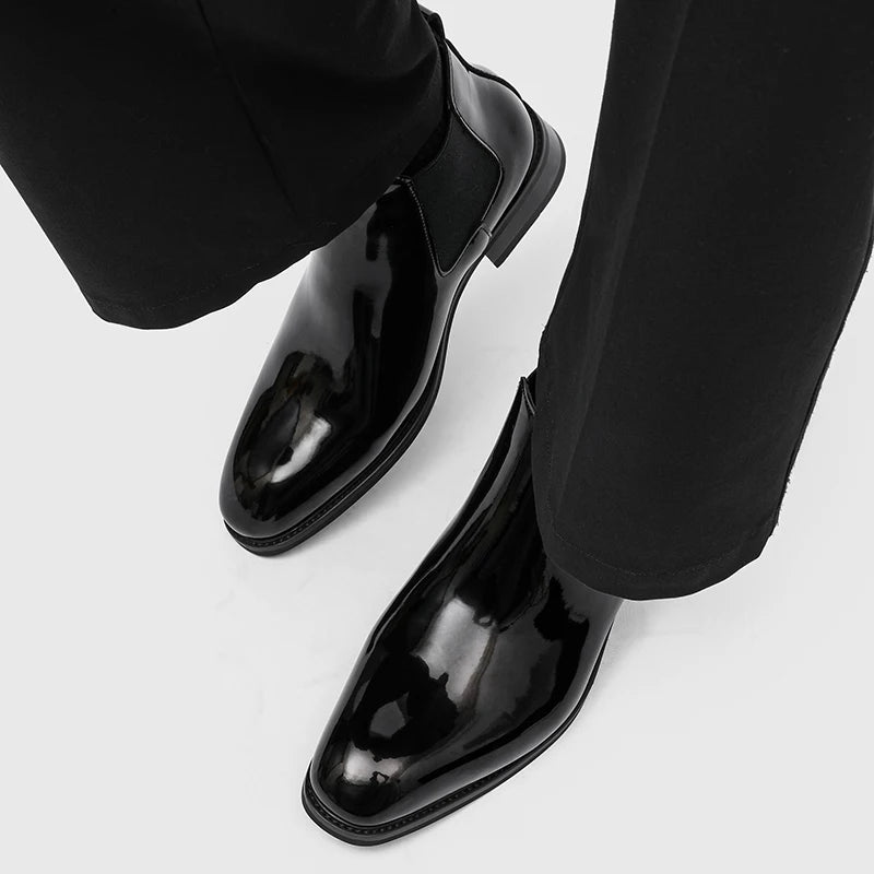 Boots Synthetic Patent Leather Black PU