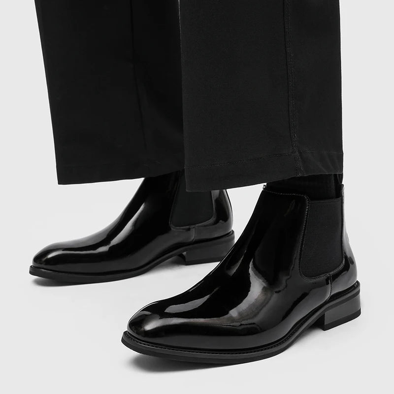 Boots Synthetic Patent Leather Black PU