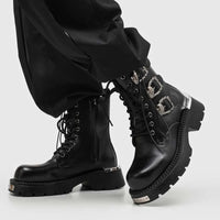 Motorcycle Boots Mid-Calf Split Leather