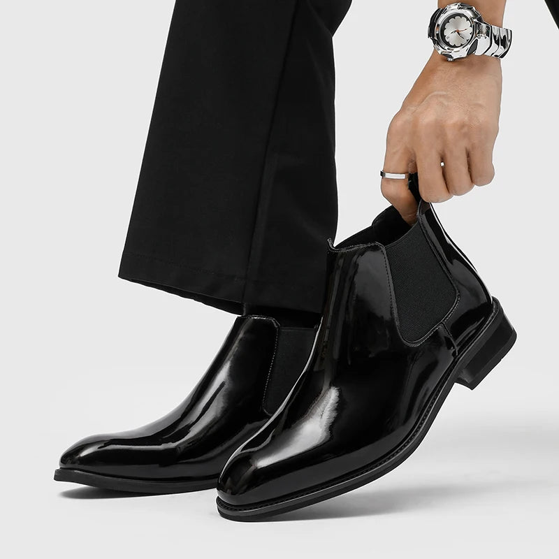 Boots Synthetic Patent Leather Black PU