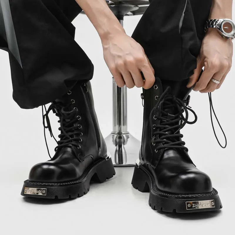 Motorcycle Boots Mid-Calf Split Leather