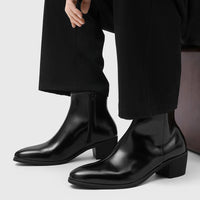 Men'S Pointed Toe Chelsea Boots With Block Heel
