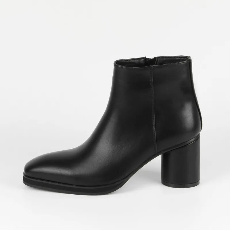 Men'S Black Heeled Ankle Boots With Zipper