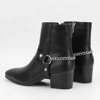 Boots Harness Chain Block Heel