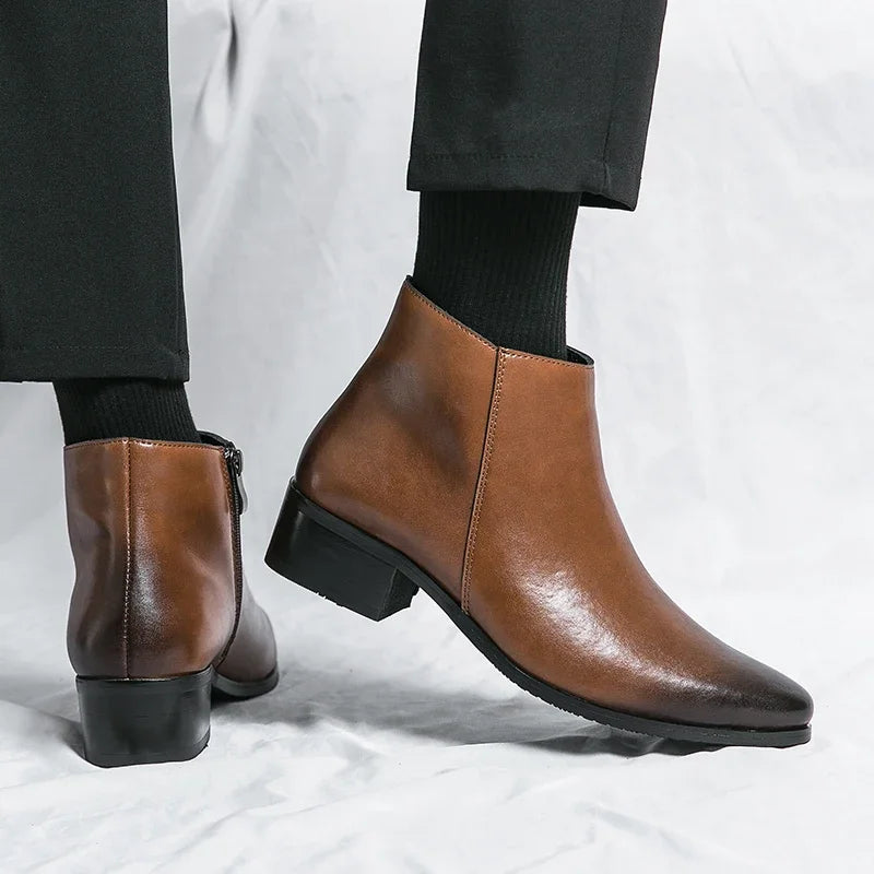 Brown Pointed Toe Ankle Boots
