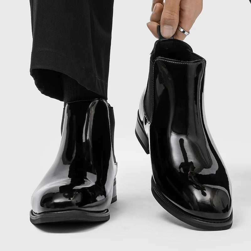 Boots Synthetic Patent Leather Black PU