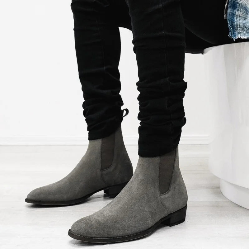 Boots Synthetic Suede Gray Chelsea