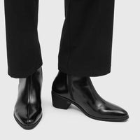 Men'S Pointed Toe Chelsea Boots With Block Heel
