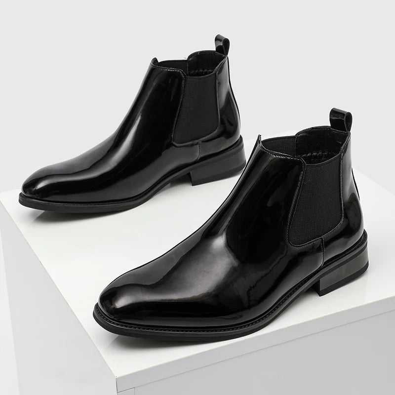 Boots Synthetic Patent Leather Black PU