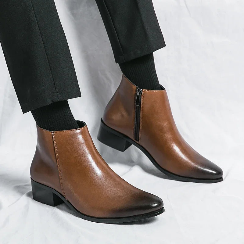 Brown Pointed Toe Ankle Boots