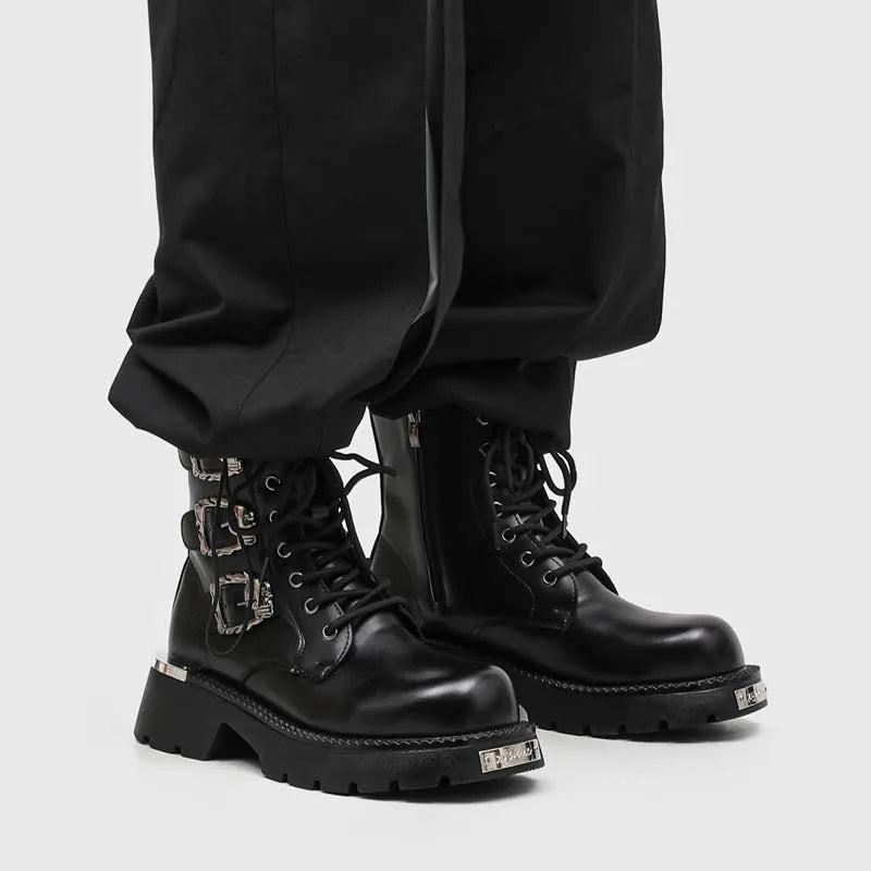 Motorcycle Boots Mid-Calf Split Leather