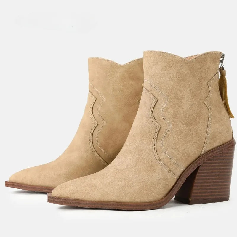 Women Boots Sale Pointed Toe Chunky Heel