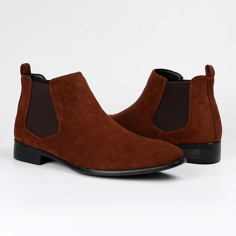 Men'S Brown Suede Chelsea Boots With Square Toe