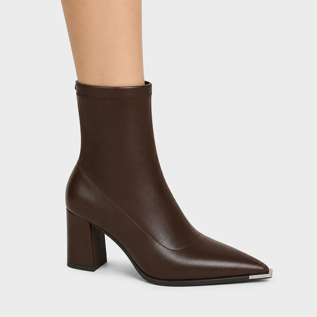 Ankle Boots Pointed Toe Block Heel