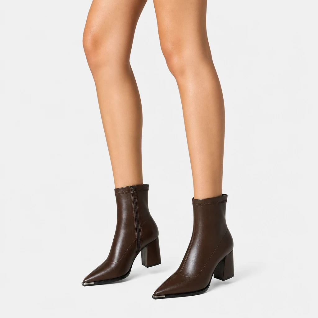 Ankle Boots Pointed Toe Block Heel