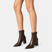 Ankle Boots Pointed Toe Block Heel
