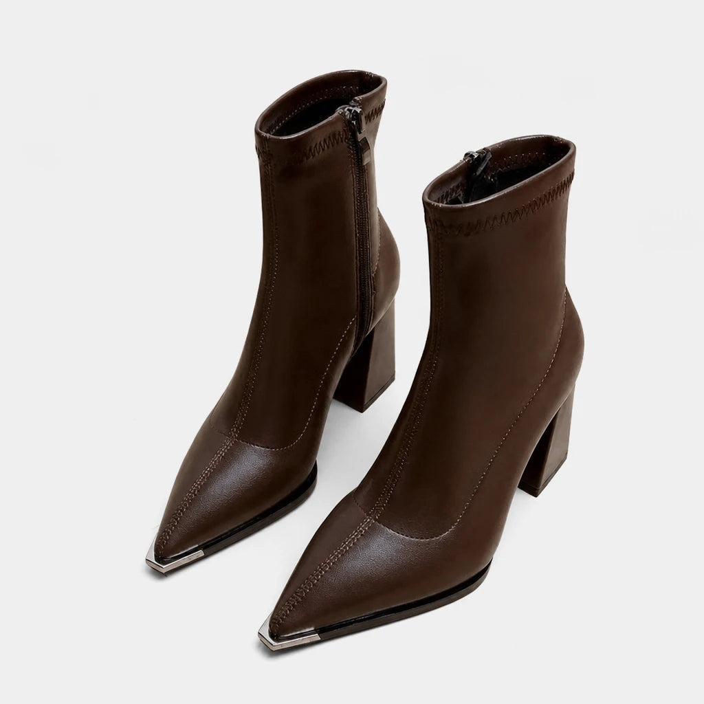 Ankle Boots Pointed Toe Block Heel