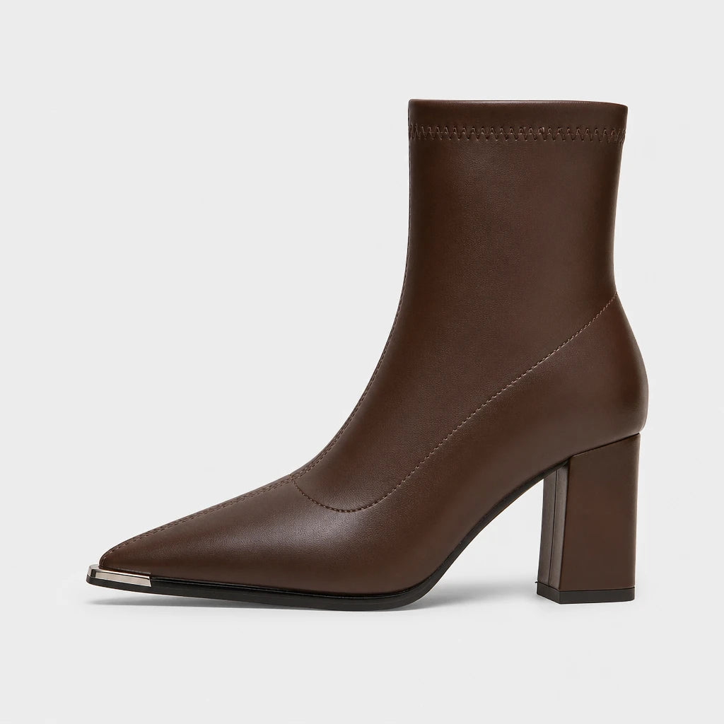 Ankle Boots Pointed Toe Block Heel