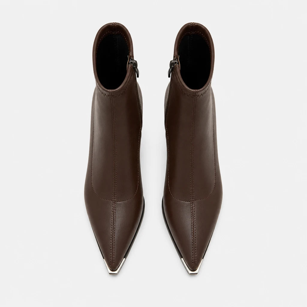 Ankle Boots Pointed Toe Block Heel