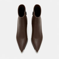 Ankle Boots Pointed Toe Block Heel