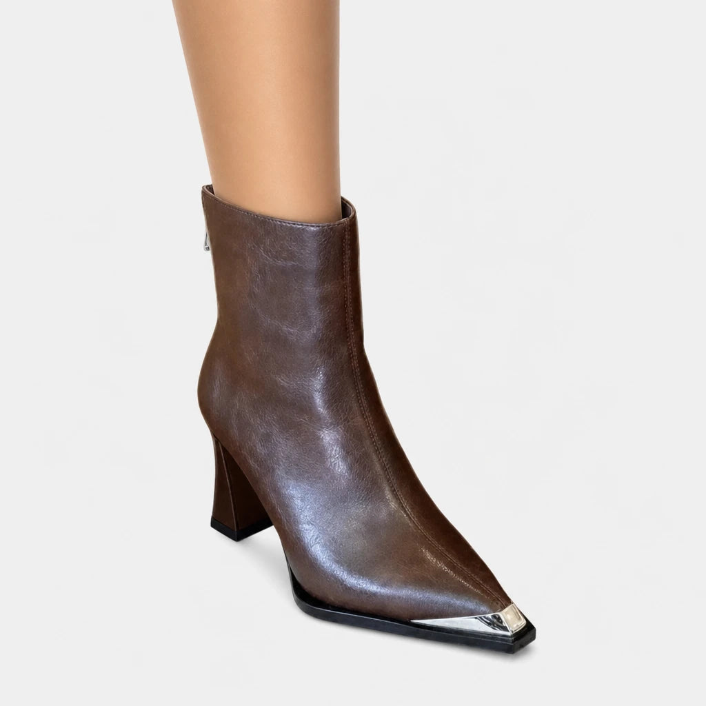 Ankle Boots Women Grey Pointed Toe