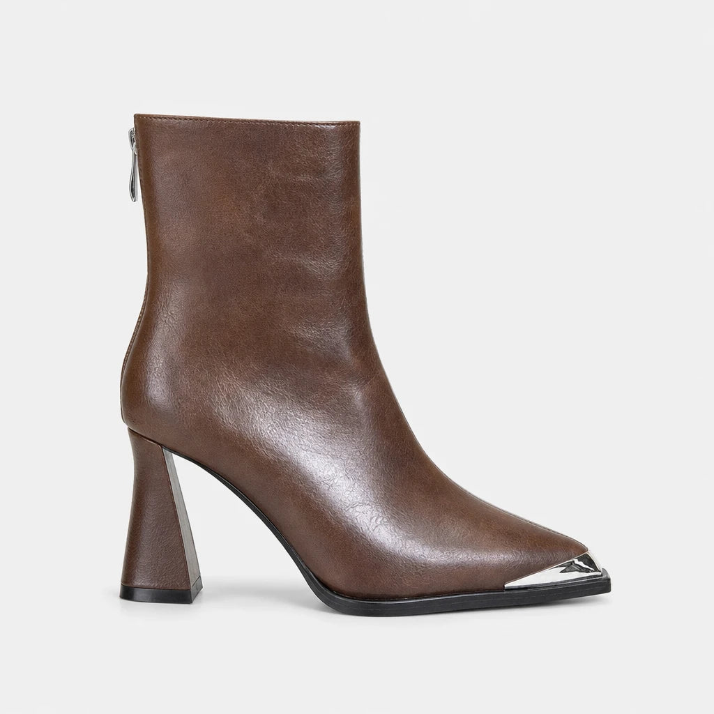 Ankle Boots Women Grey Pointed Toe