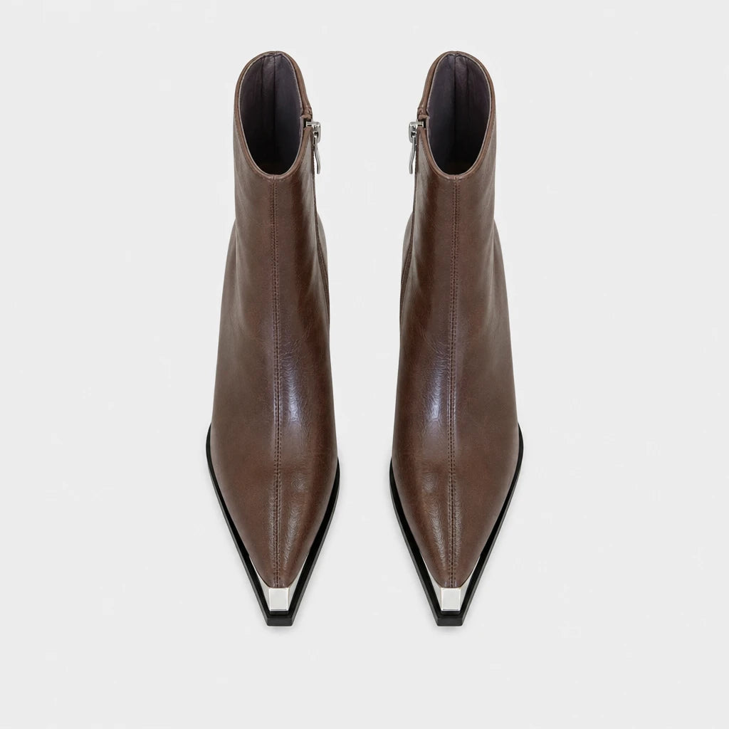 Ankle Boots Women Grey Pointed Toe