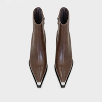 Ankle Boots Women Grey Pointed Toe