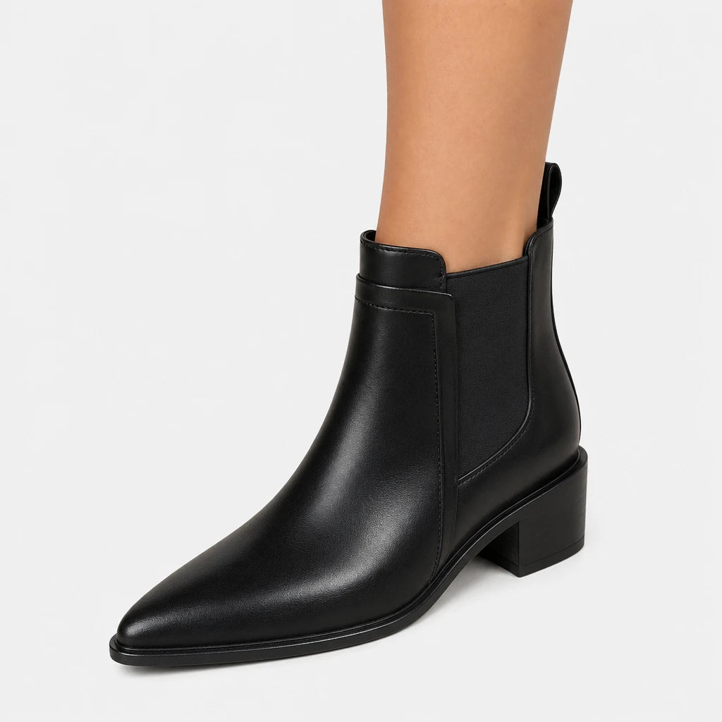 Black Ankle Boots Chelsea Pointed Toe