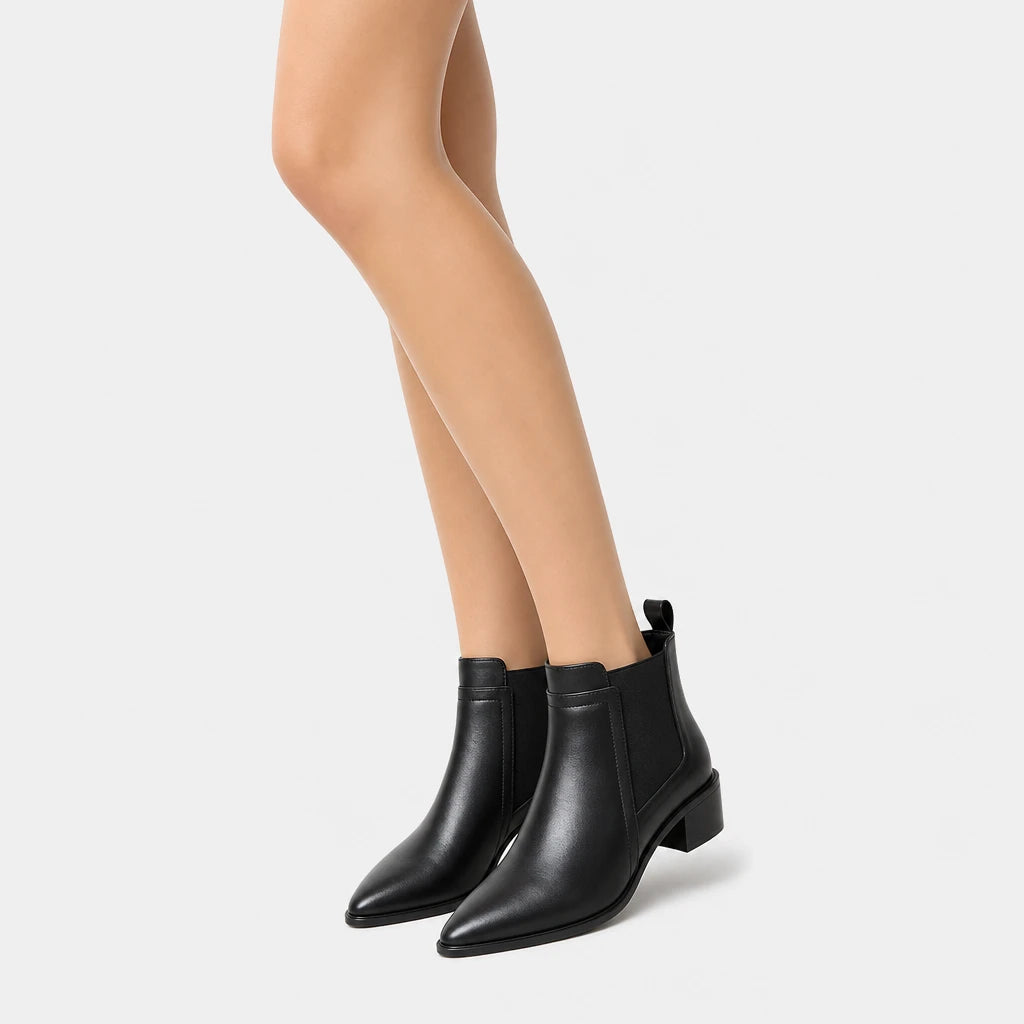 Black Ankle Boots Chelsea Pointed Toe