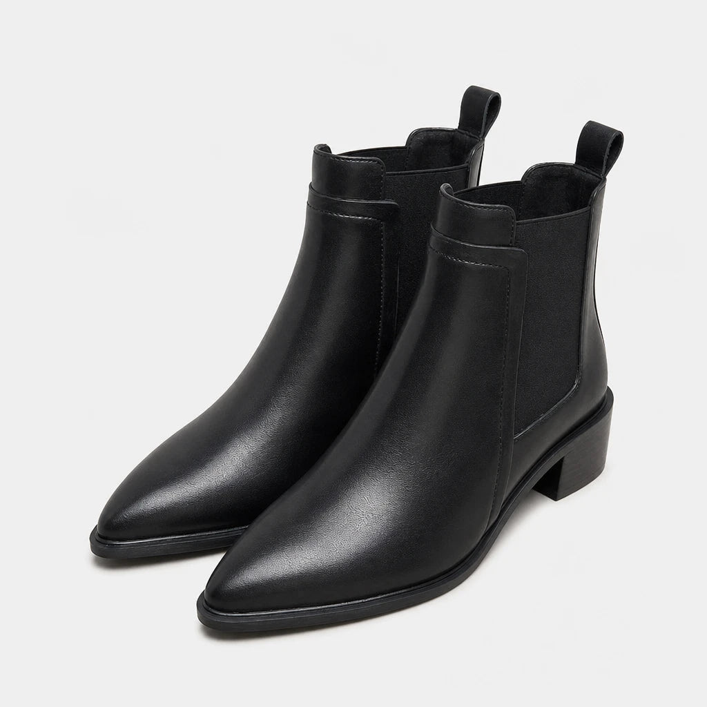 Black Ankle Boots Chelsea Pointed Toe