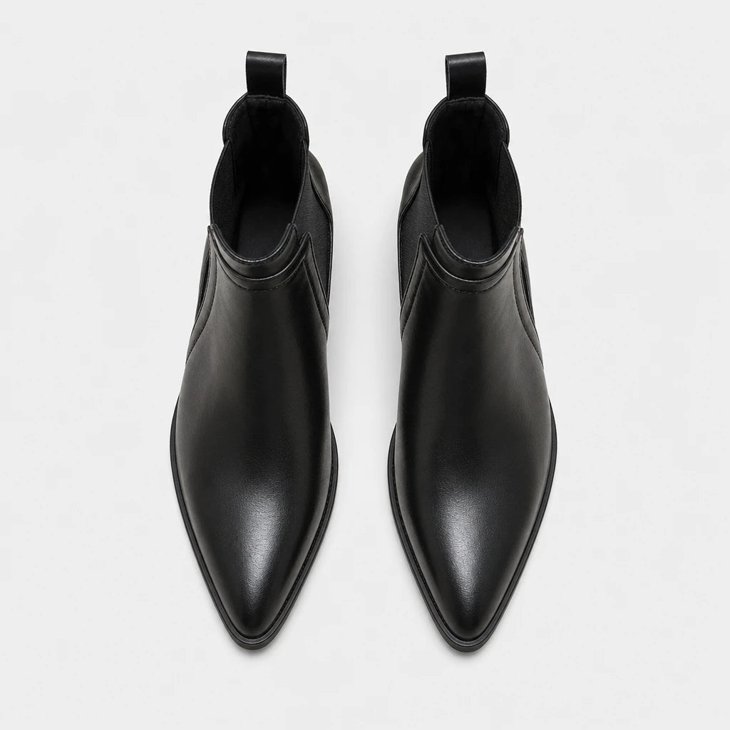 Black Ankle Boots Chelsea Pointed Toe