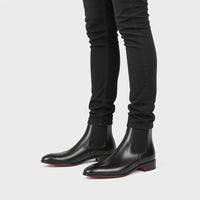 Black Slip On Ankle Boots For Men Red Bottom Chelsea