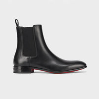 Black Slip On Ankle Boots For Men Red Bottom Chelsea