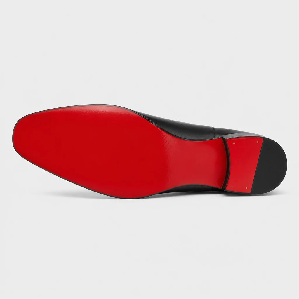 Black Slip On Ankle Boots For Men Red Bottom Chelsea