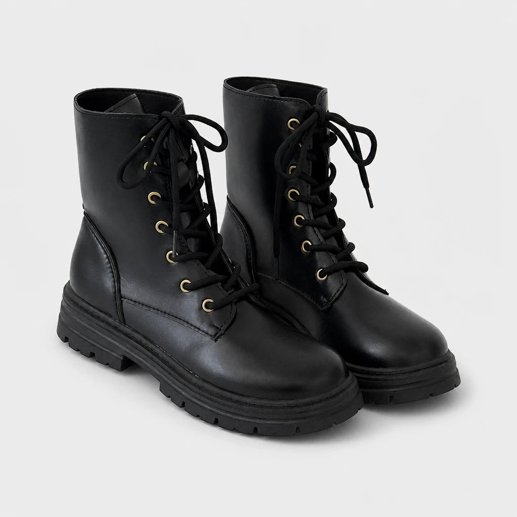 Boots Black PU Leather