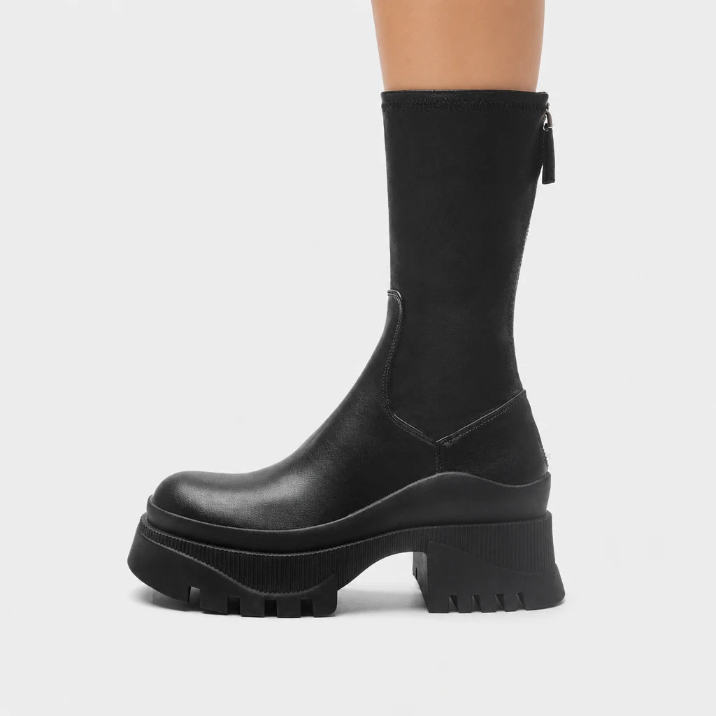 Boots Chunky Platform Black Leather
