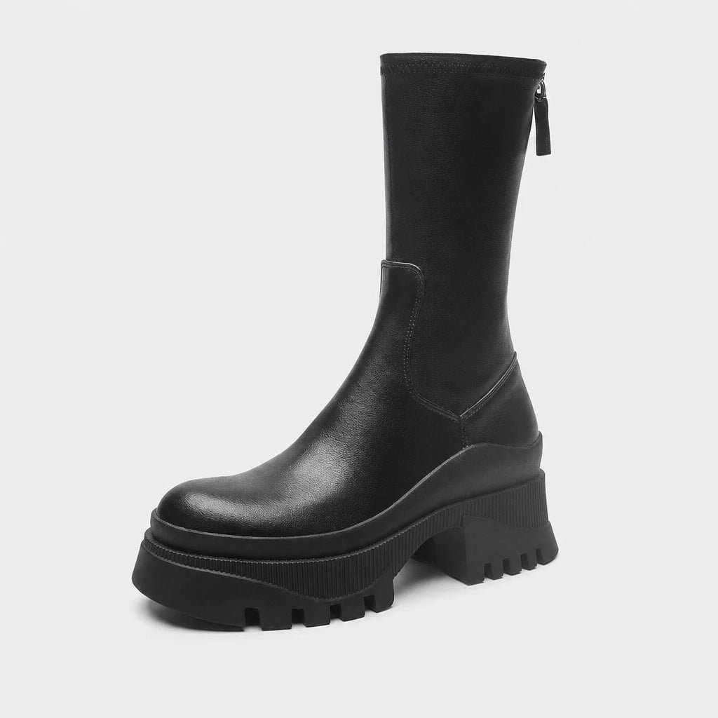 Boots Chunky Platform Black Leather
