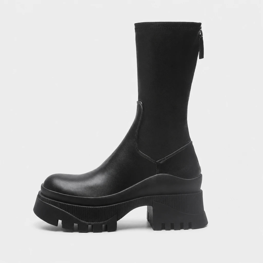 Boots Chunky Platform Black Leather