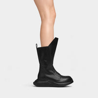 Boots Cowhide Leather Platform Mid-Calf