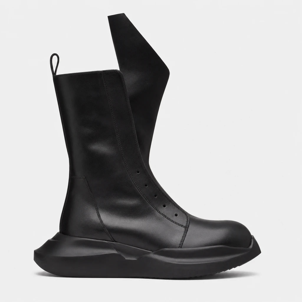 Boots Cowhide Leather Platform Mid-Calf