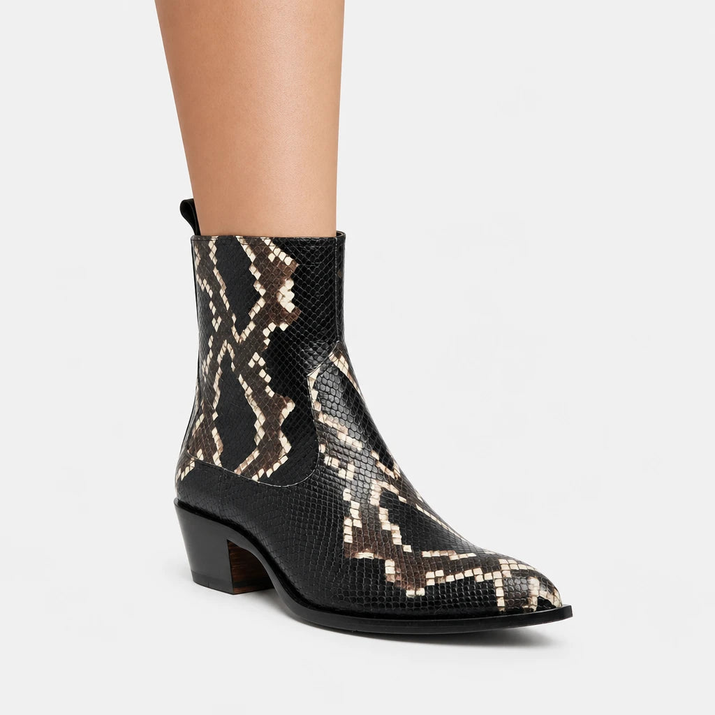 Boots Faux Leather Snakeskin Effect Pointed Toe